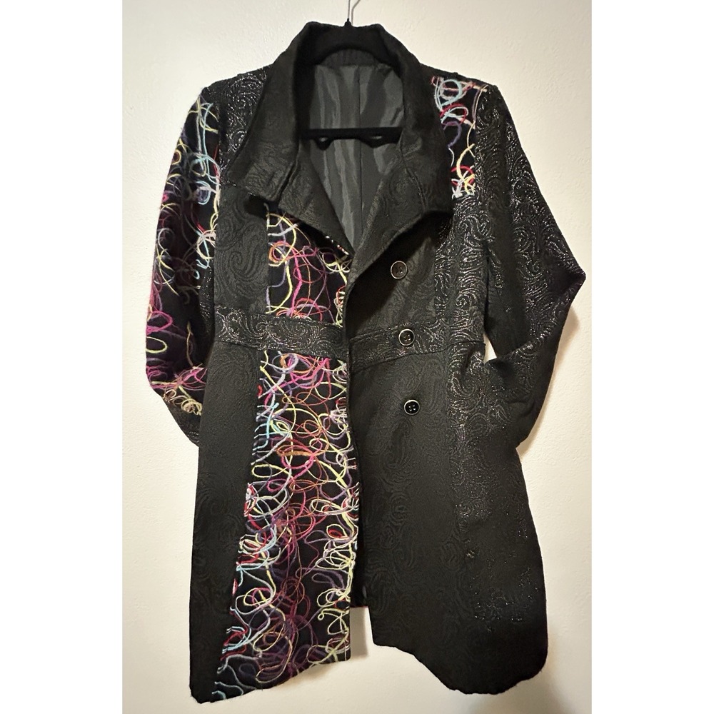 NWT Fashion Moda Womens 30% Wool Coat Avant-Garde Art-to-Wear Coat Size XXL Blk